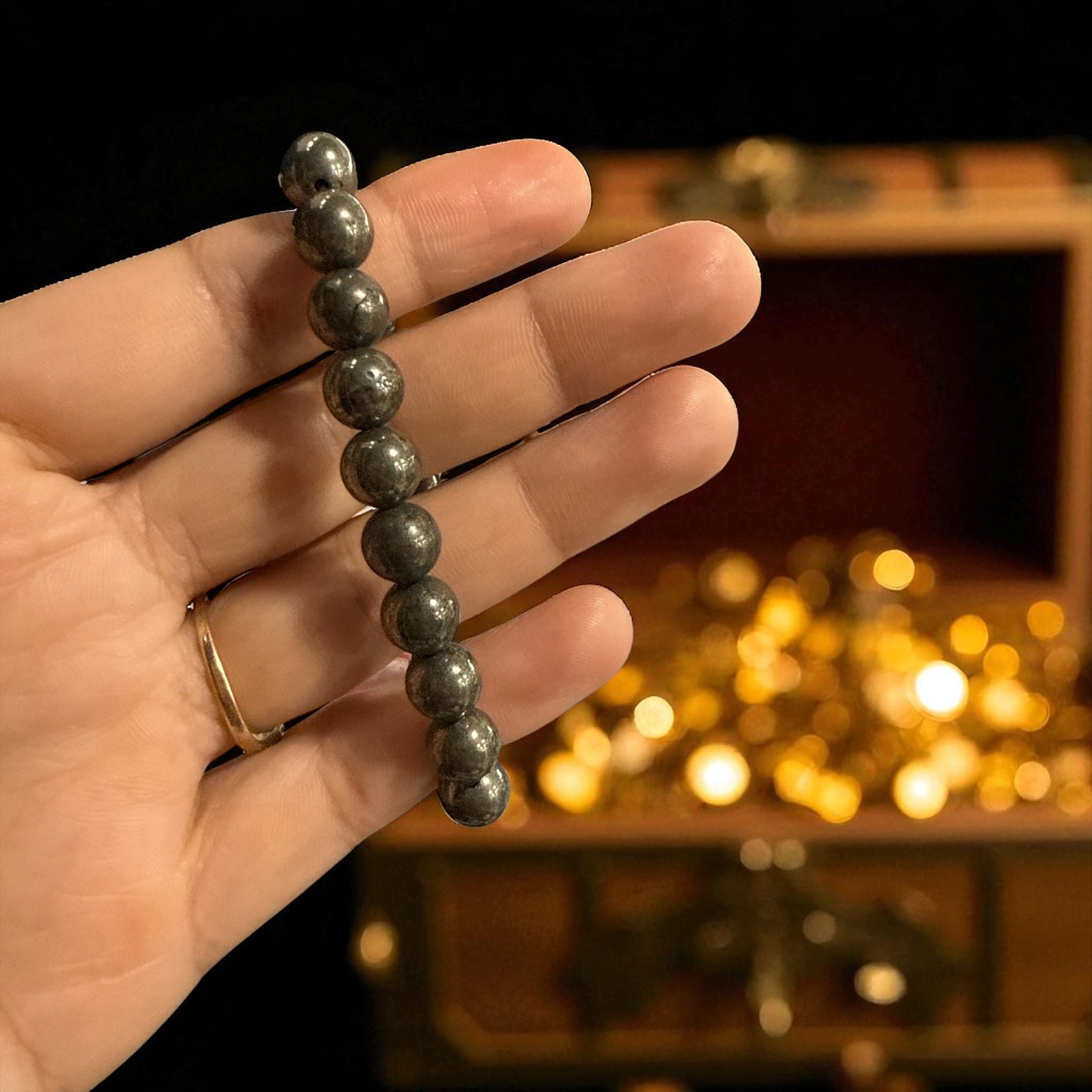 Genuine Pyrite Bracelet 8 mm (Free shipping)