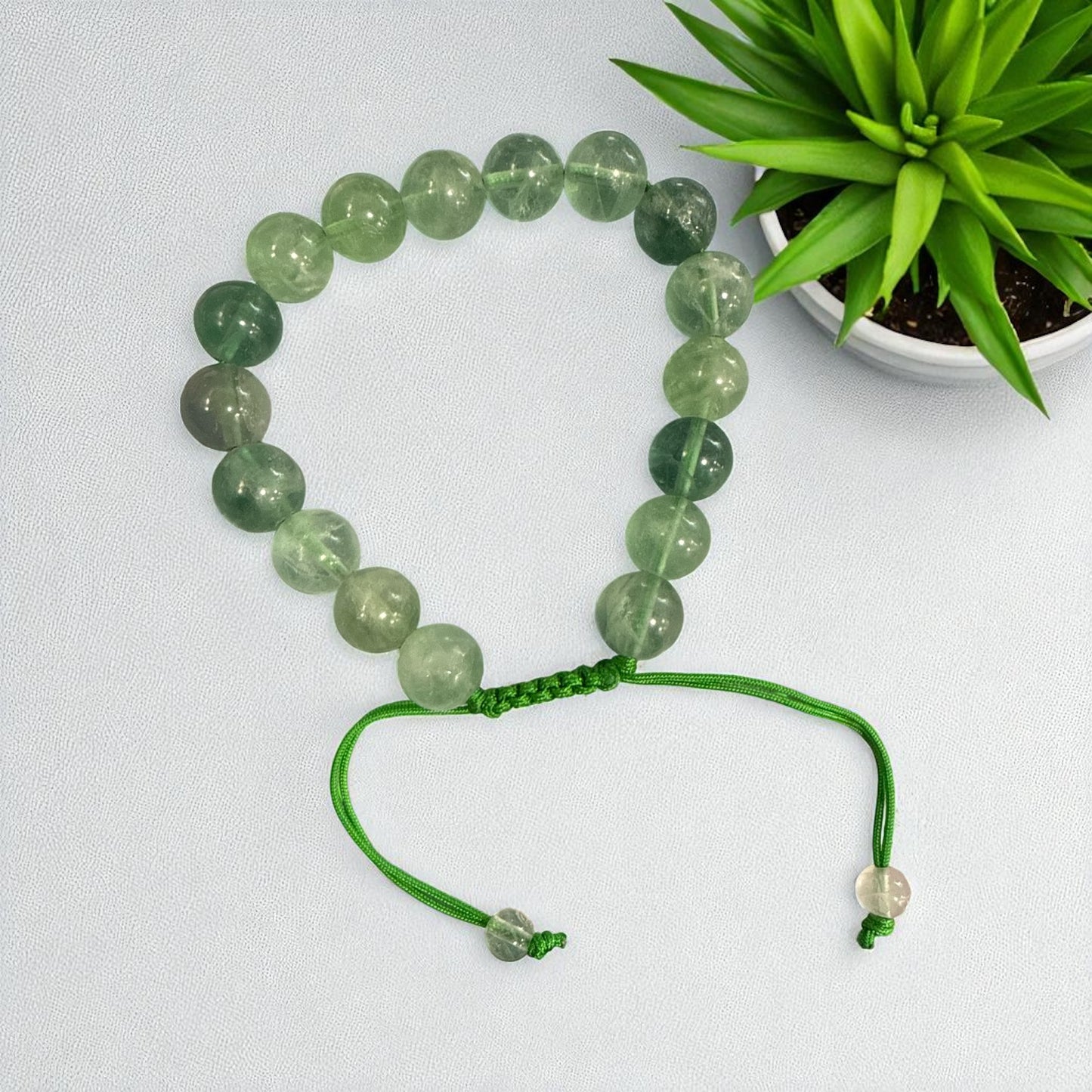 Genuine Green fluorite Bracelet 10mm with Adjustable Strings (Free shipping)