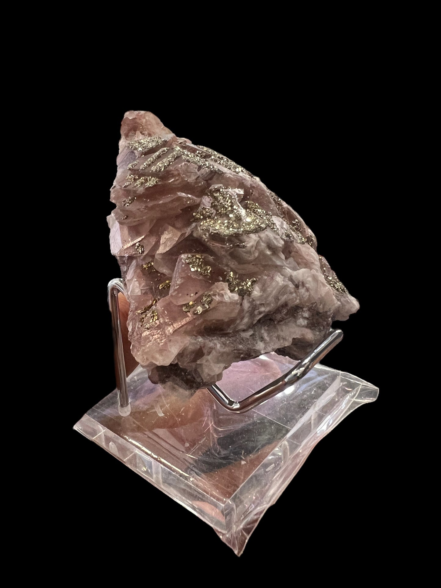 Pink Calcite with Pyrite Specimen (Free Shipping )