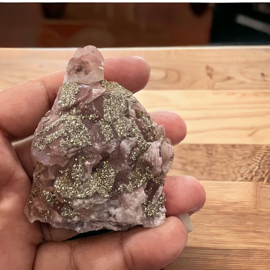 Pink Calcite with Pyrite Specimen (Free Shipping )
