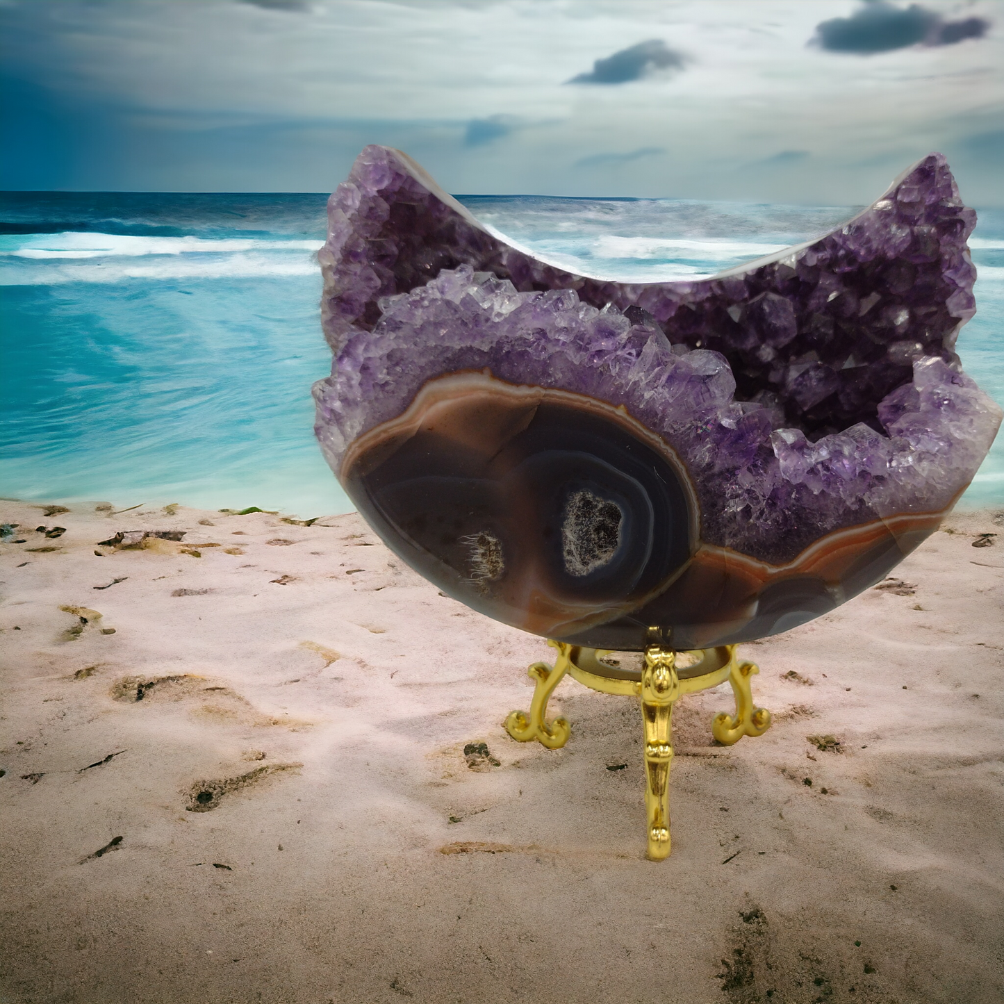 Amethyst Moon shaped crystals N29 ( Free Shipping )