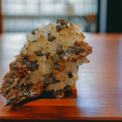 Dog tooth red and White Calcite specimen N49 ( Free Shipping )