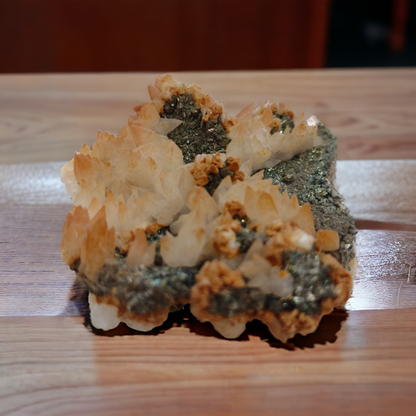 Dog Tooth Red calcite with Pyrite Specimen N55 ( Free Shipping )