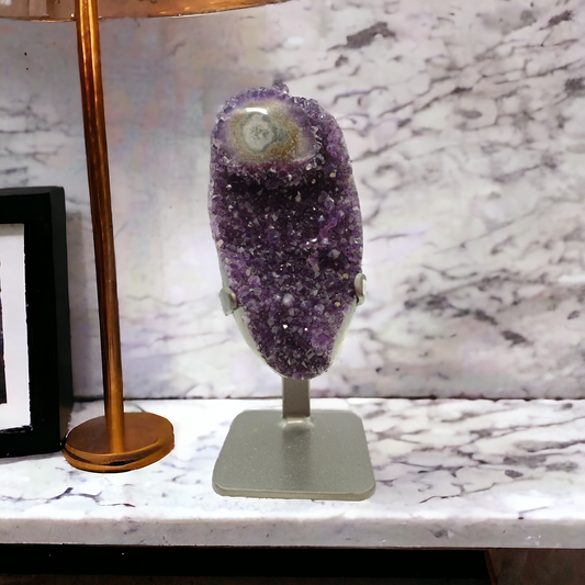 Amethyst Cluster with Green Flower agate Uruguay (High Grade Specimen) N90