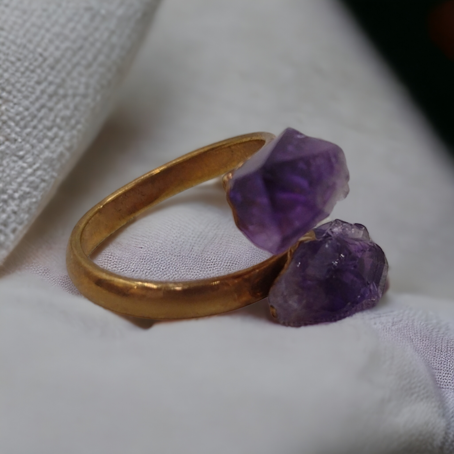 Amethyst Adjustable electroplated Ring .( Free Shipping )