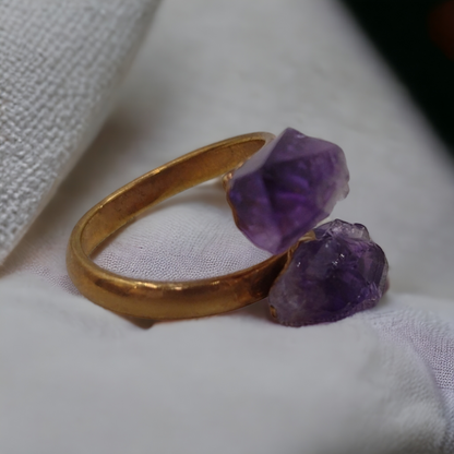 Amethyst Adjustable electroplated Ring .( Free Shipping )