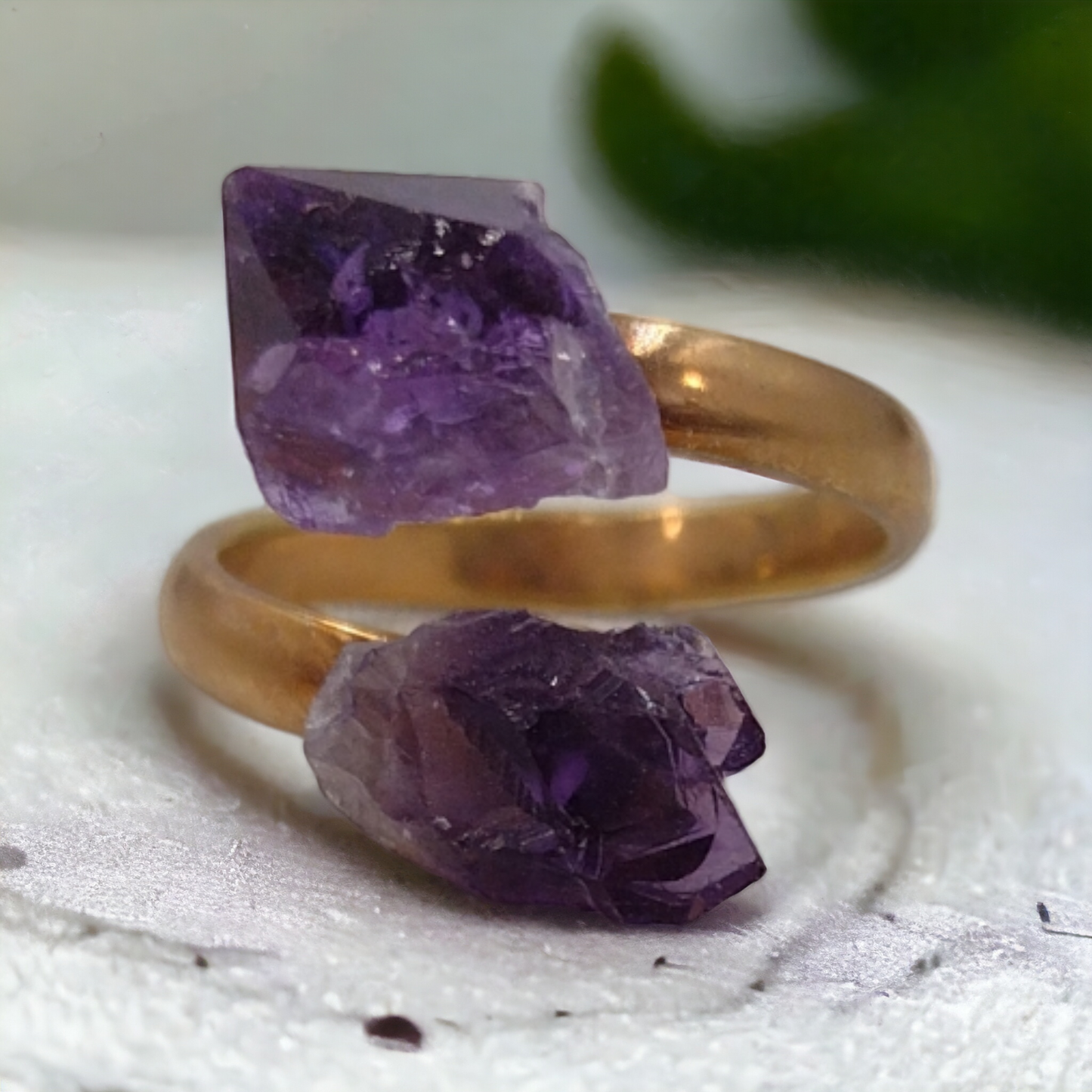 Amethyst Adjustable electroplated Ring .( Free Shipping )