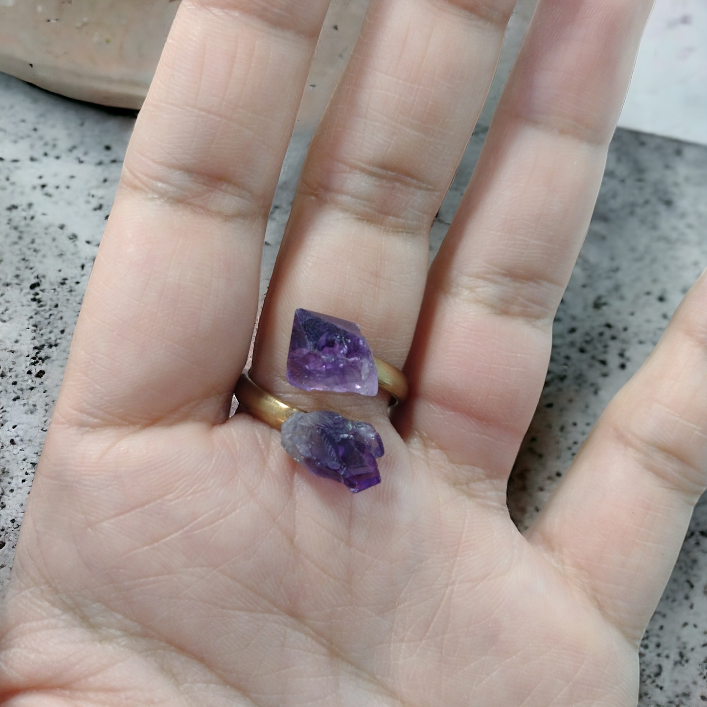 Amethyst Adjustable electroplated Ring .( Free Shipping )