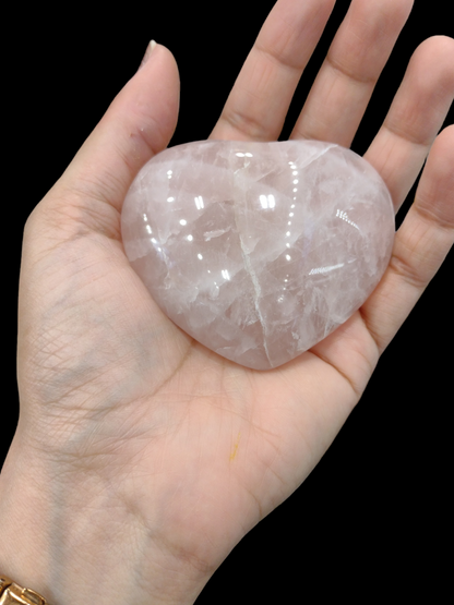 Rose Quartz Heart Shaped Crystals N158.( Free Shipping )