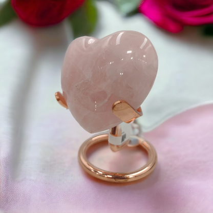 Rose Quartz Heart Shaped Crystal N159.( Free Shipping )