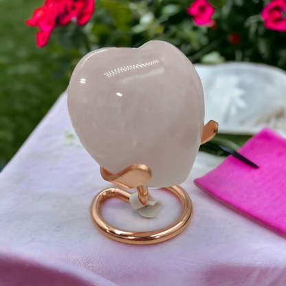 Rose Quartz Heart Shaped Crystals N161.( Free Shipping )