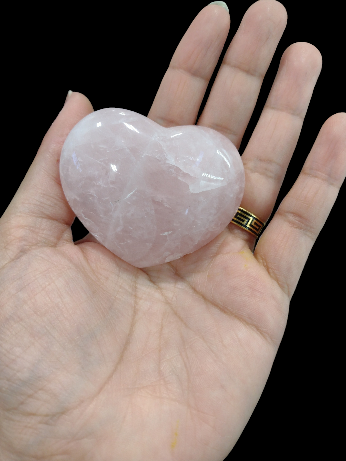 Rose Quartz Heart Shaped Crystals N162.( Free Shipping )