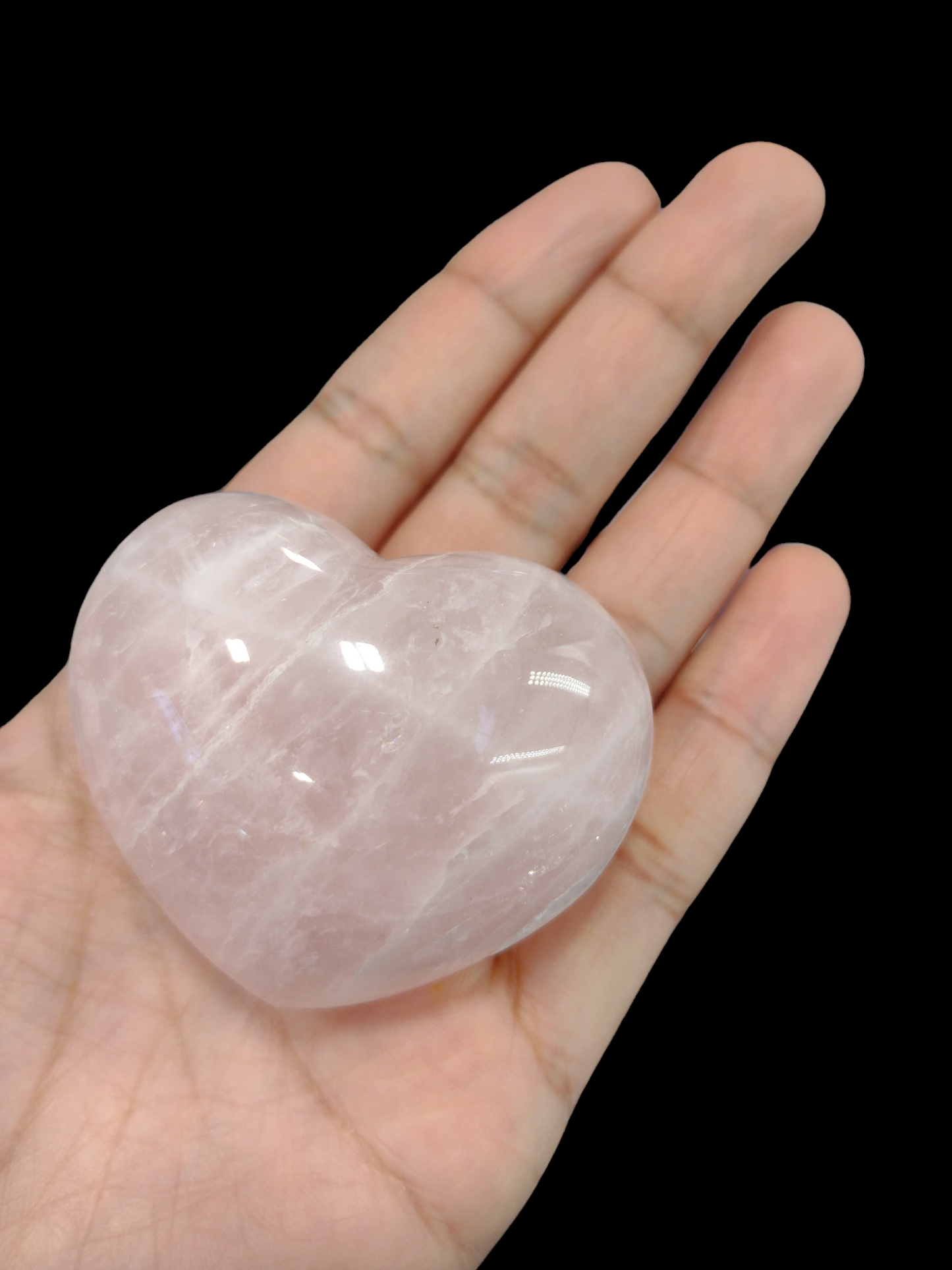 Rose Quartz Heart Shaped Crystals N164.( Free Shipping )