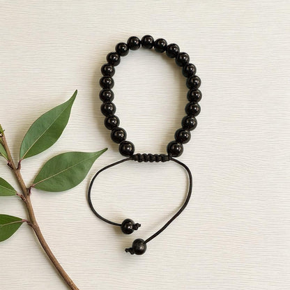 Genuine Black Tourmaline Bracelet 8 mm with Adjustable Strings (Free shipping)