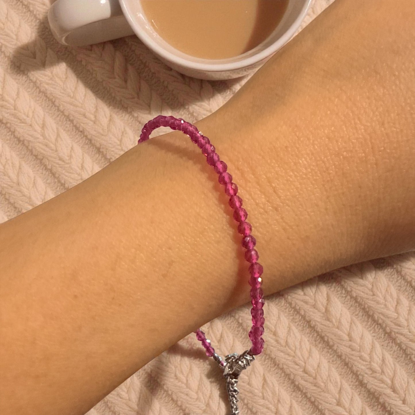 Red spinel bracelet adjustable N451