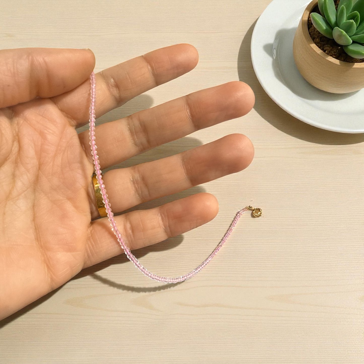 Rose quartz necklace N458