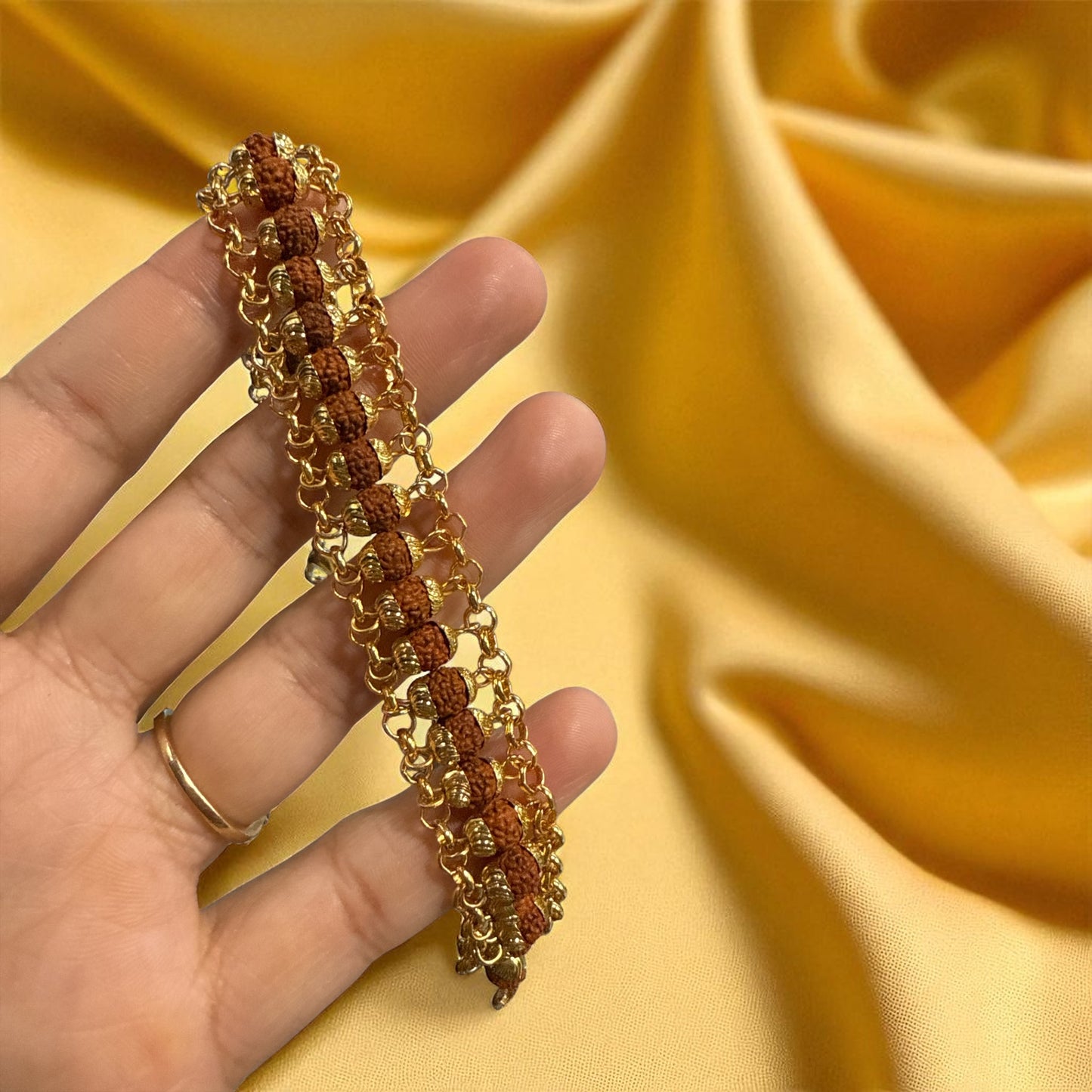 Genuine Rudraksha Gold Plated Bracelet | Adjustable tie (Free shipping)