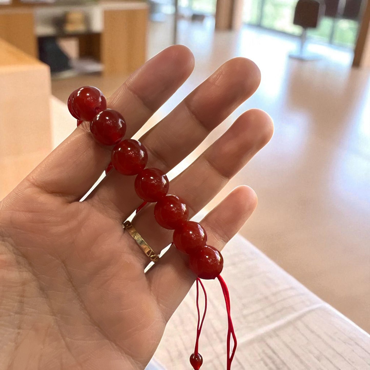 Genuine Carnelian Bracelet 12mm with Adjustable Strings (Free shipping)