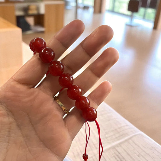 Genuine Carnelian Bracelet 12mm with Adjustable Strings (Free shipping)