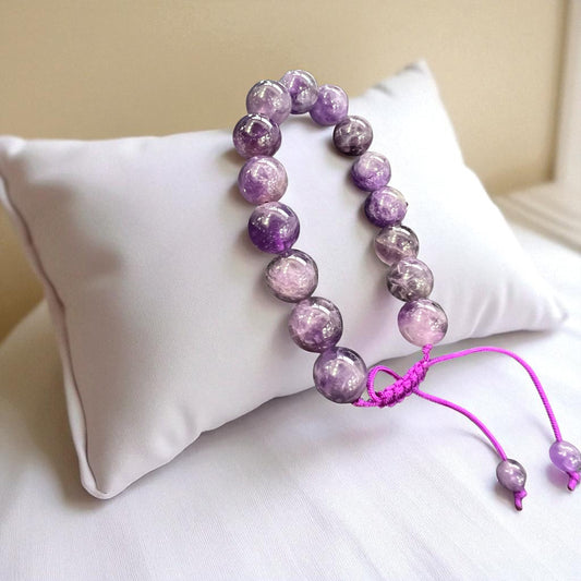 Genuine Amethyst Bracelet 12mm with Adjustable Strings (Free shipping)