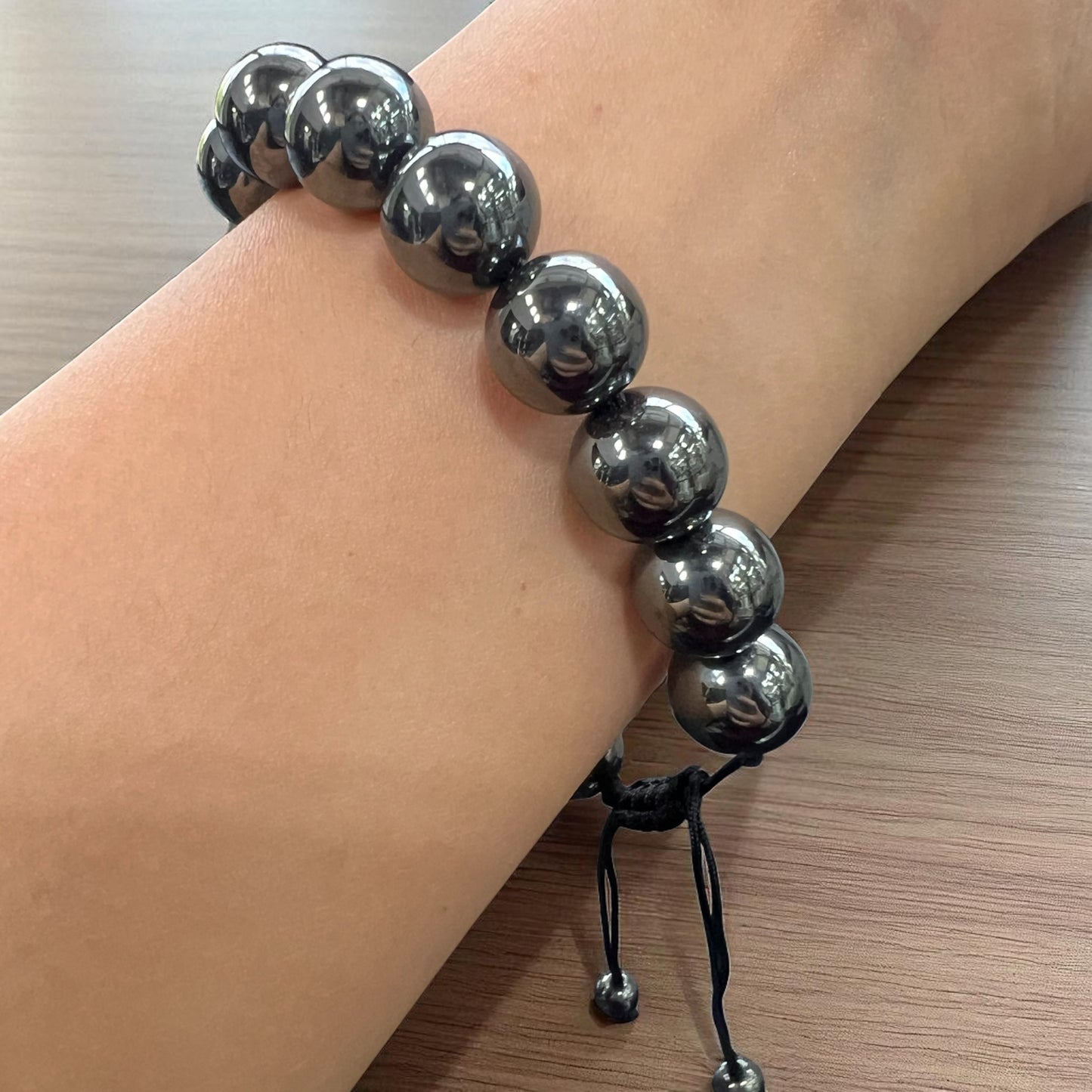 Genuine Hematite Bracelet 12mm with Adjustable Strings (Free shipping)