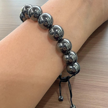 Genuine Hematite Bracelet 12mm with Adjustable Strings (Free shipping)