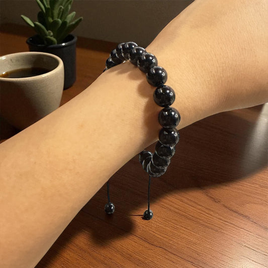 Genuine Black Tourmaline Bracelet 8 mm with Adjustable Strings (Free shipping)