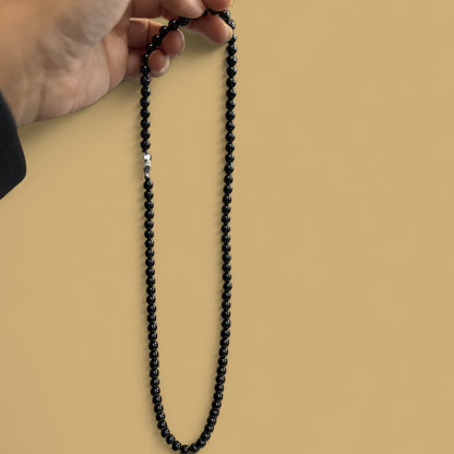 Black Tourmaline Necklace 94 beads N416