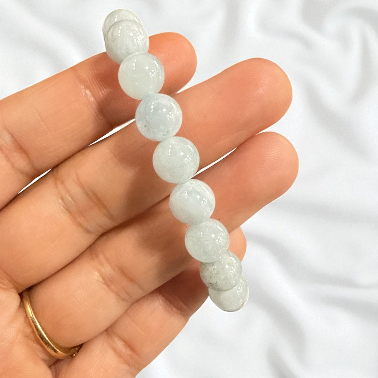 Genuine Aquamarine Bracelet 8 mm with Adjustable Strings (Free shipping)