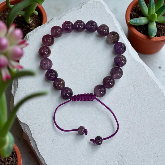 Genuine Amethyst Bracelet 10mm with Adjustable Strings (Free shipping)