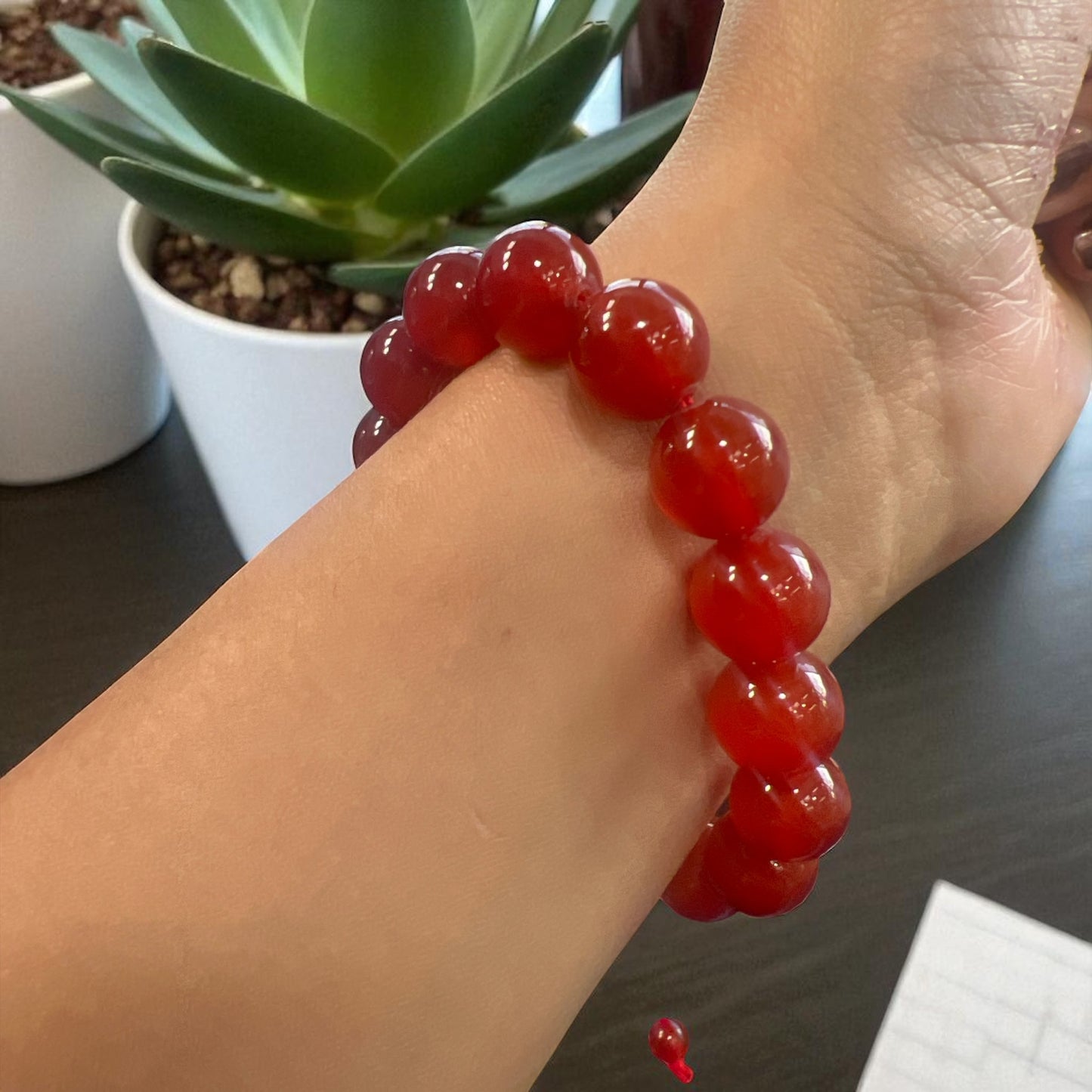Genuine Carnelian Bracelet 12mm with Adjustable Strings (Free shipping)