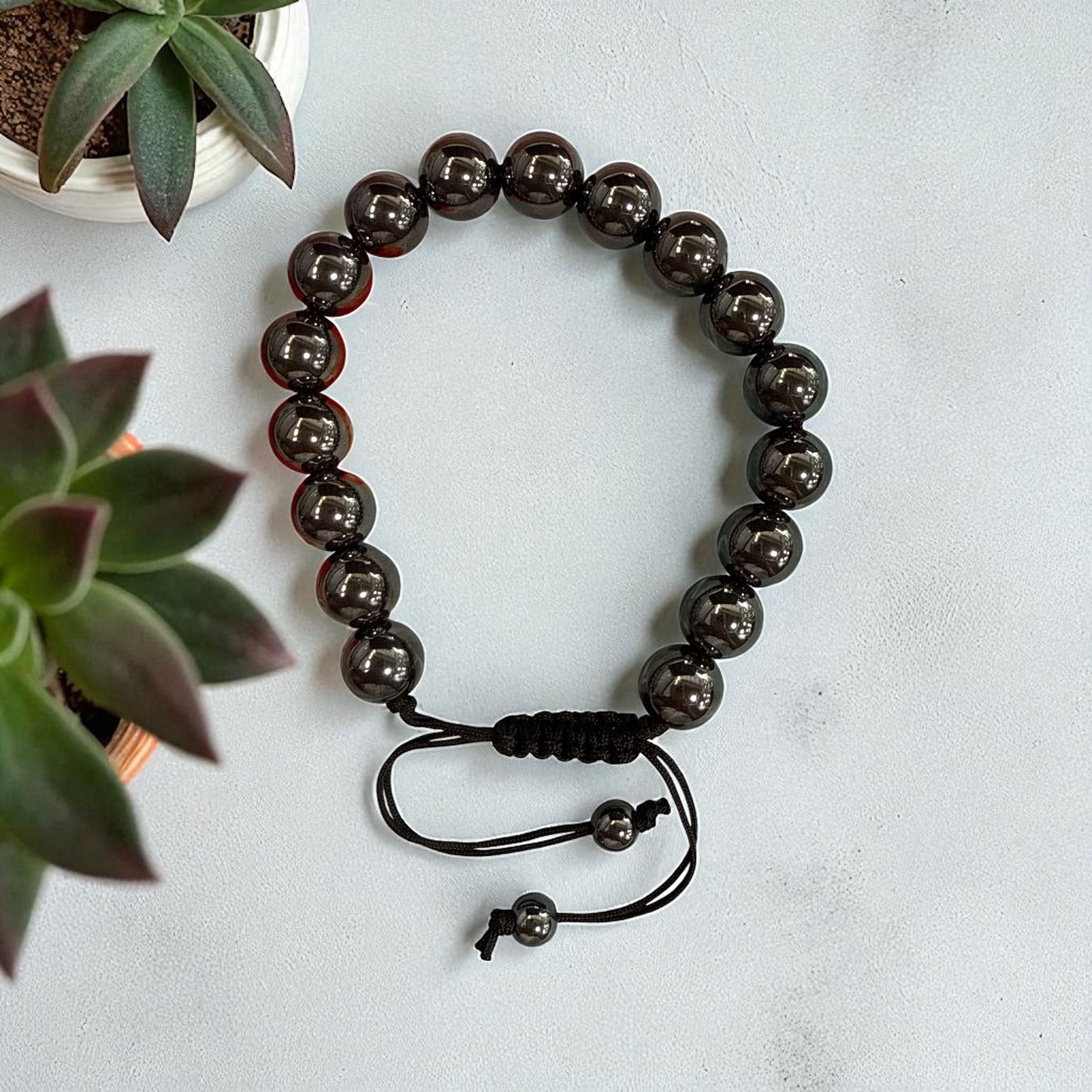 Genuine Hematite Bracelet 10mm with Adjustable Strings (Free shipping)