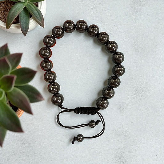 Genuine Hematite Bracelet 10mm with Adjustable Strings (Free shipping)