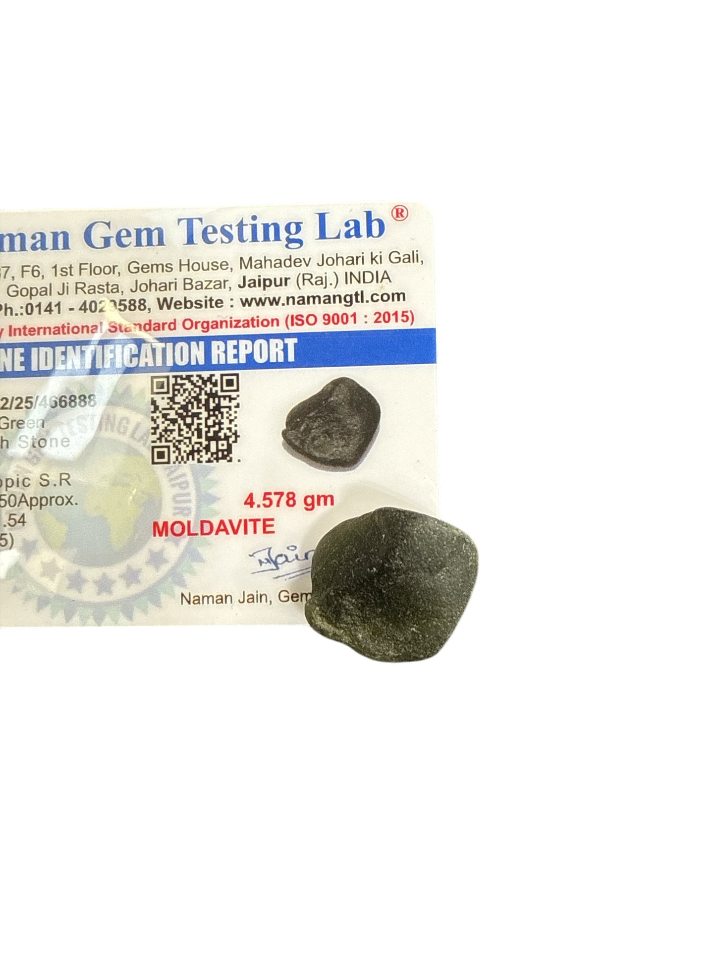Moldavite (Olive Green) 4.57 Gms N383