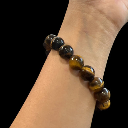 Genuine Tiger eye Bracelet 12mm with Adjustable Strings (Free shipping)
