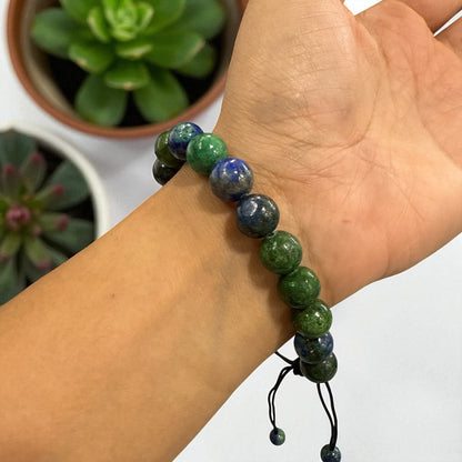 Genuine  Chrysocolla Bracelet 10mm with Adjustable Strings (Free shipping)