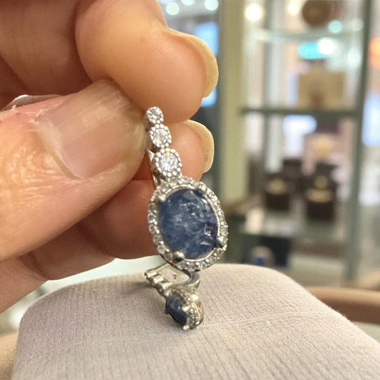 Natural Sapphire (Blue) Earrings with silver 2.00 CT Oval Cut N370