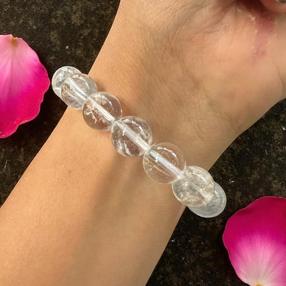 Genuine Clear Quartz Bracelet 12mm with Adjustable Strings (Free shipping)