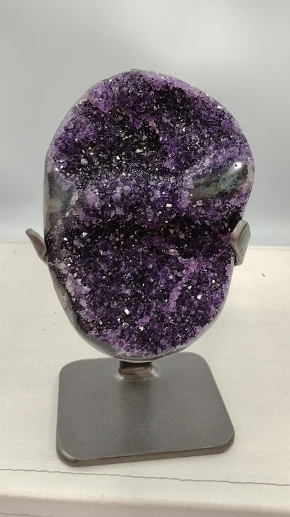 Amethyst Cluster with Flower Agate Uruguay (High Grade Specimen) N91 . ( Free Shipping )